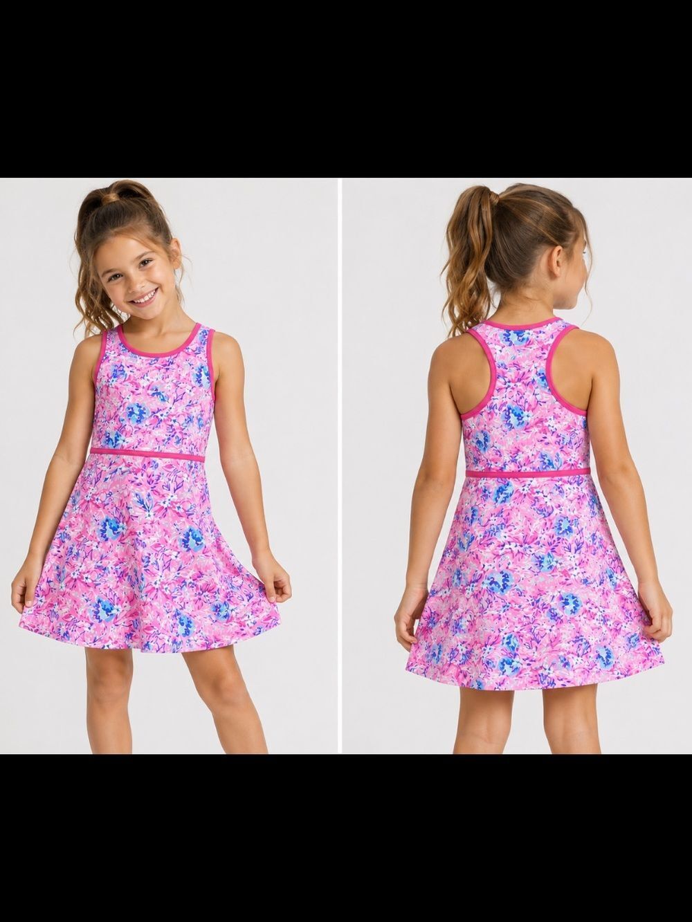 Tommy Bahama Pink Floral UPF 50 Moisture Wicking Activewear Dress